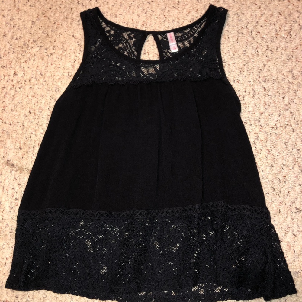 Black Xhilaration Lacey Tank
